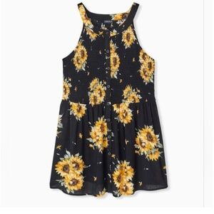 EUC Torrid Sunflower Babydoll Rayon Crepe Smocked Tank sz. 0